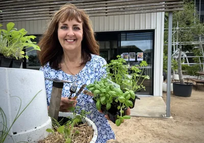 Anne Gibson with fresh greens