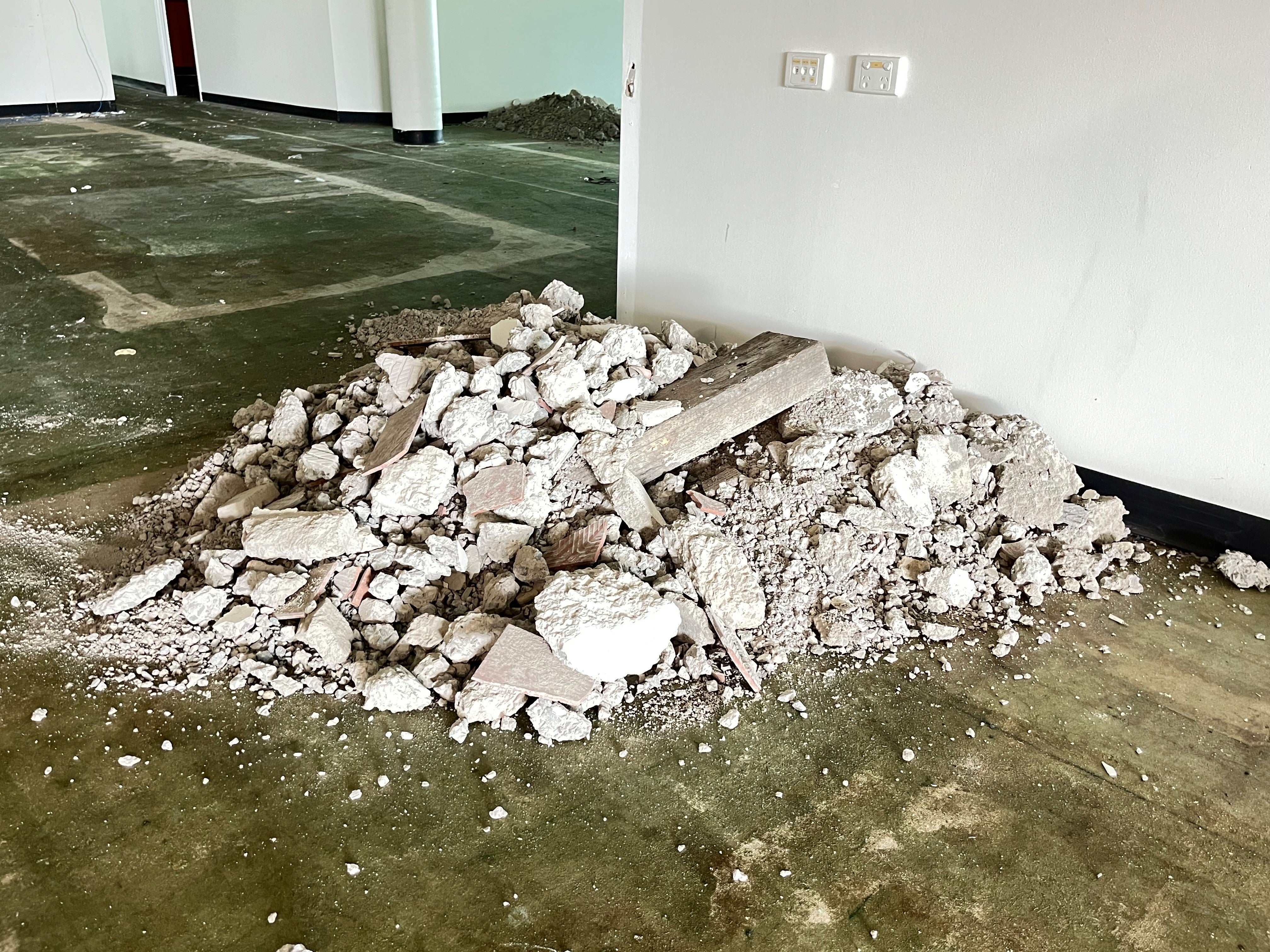 Stockpile concrete rubble