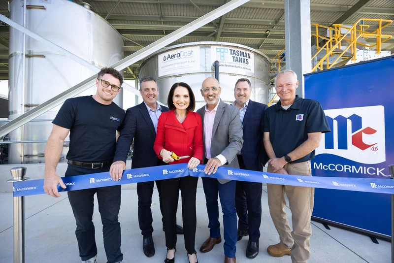 L to R Michael Anderson GM of Aerofloat, Marty Hunt MP, Mayor Natoli, Paris Golden MD of McCormick Australia, Minister Andrew Powell.
