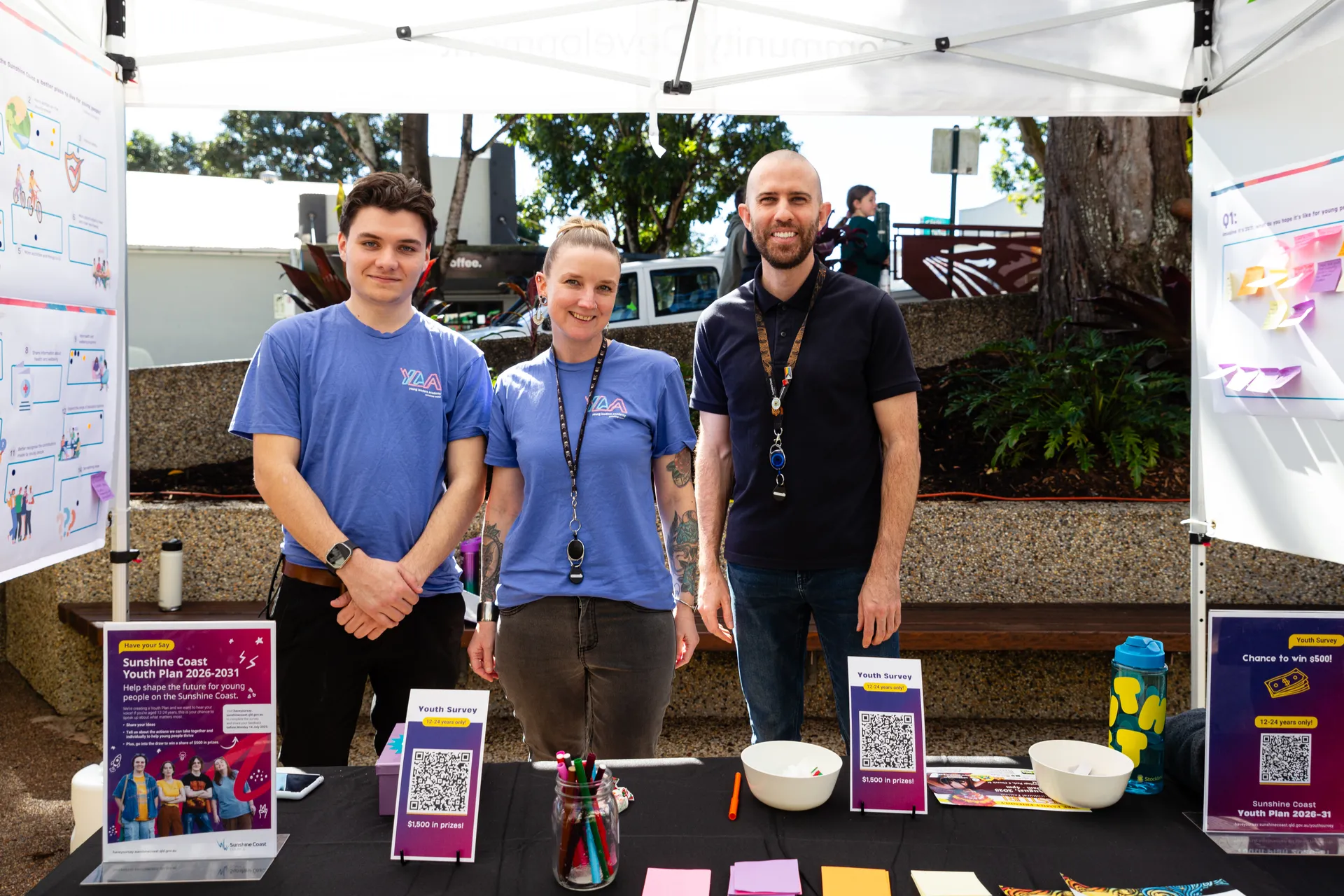 Youth and Council staff pose for a photo.