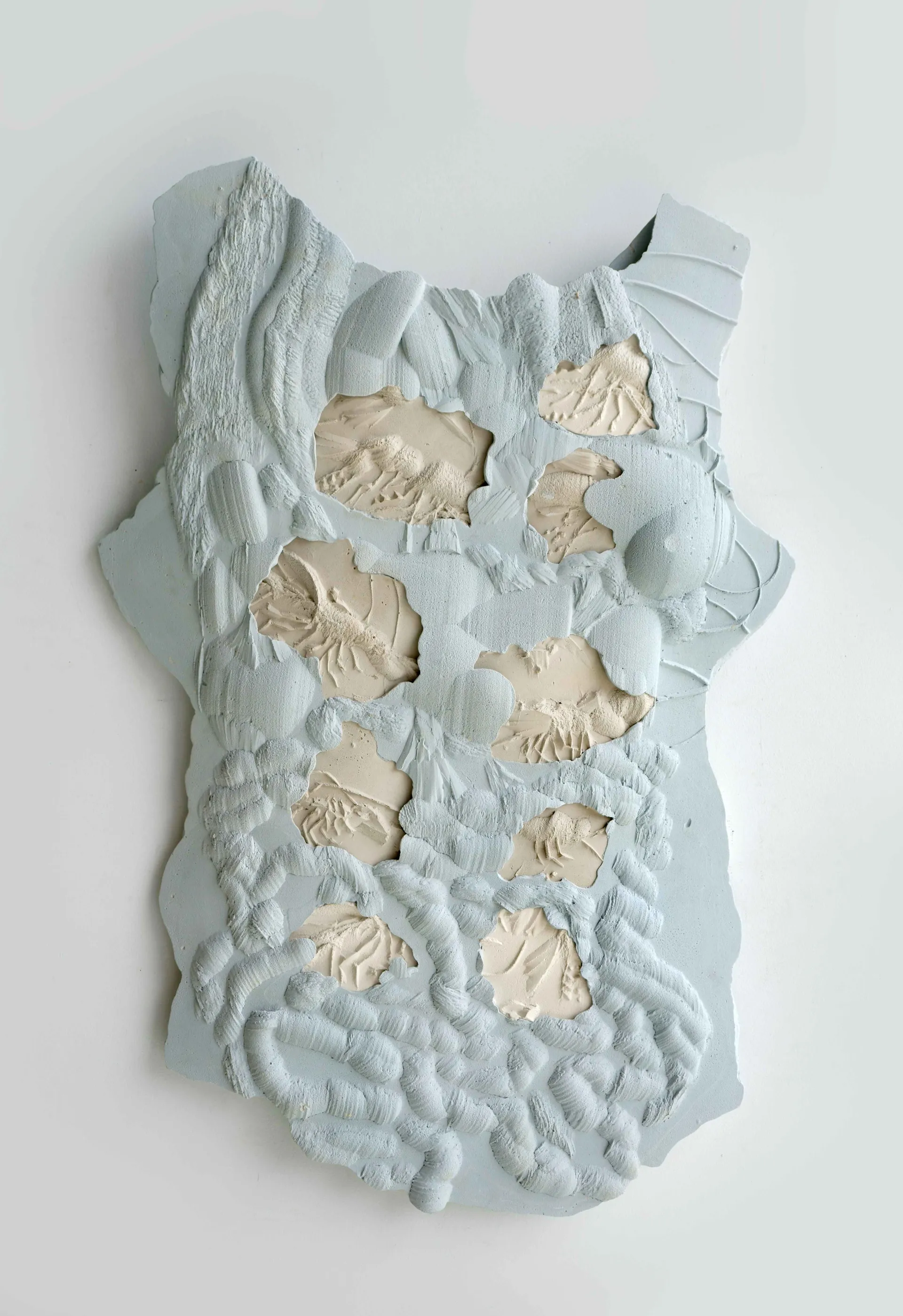 Bruce Reynolds | Wedgewood Cuirass | 2018 | Hydrocal and pigments | 85 x 60 x 8cm. Image courtesy of the artist.