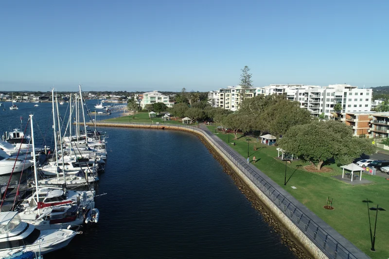 Aerial view of Charles Clarke Park, Mooloolaba