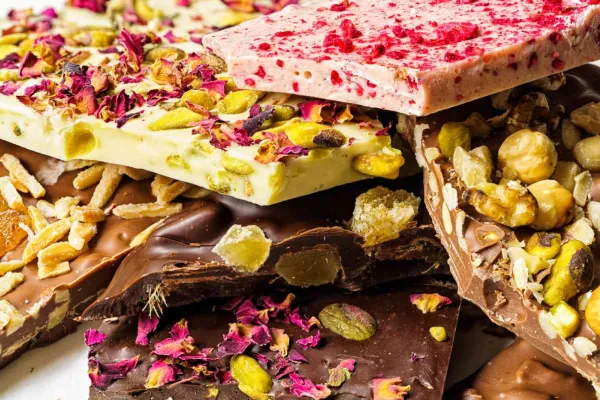 Chocolate block with flower petals