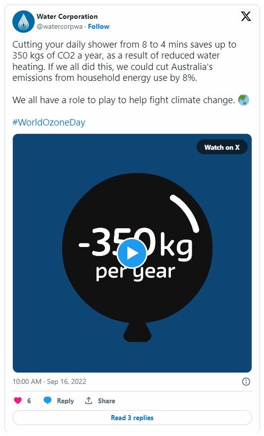 X post from Water Corporation