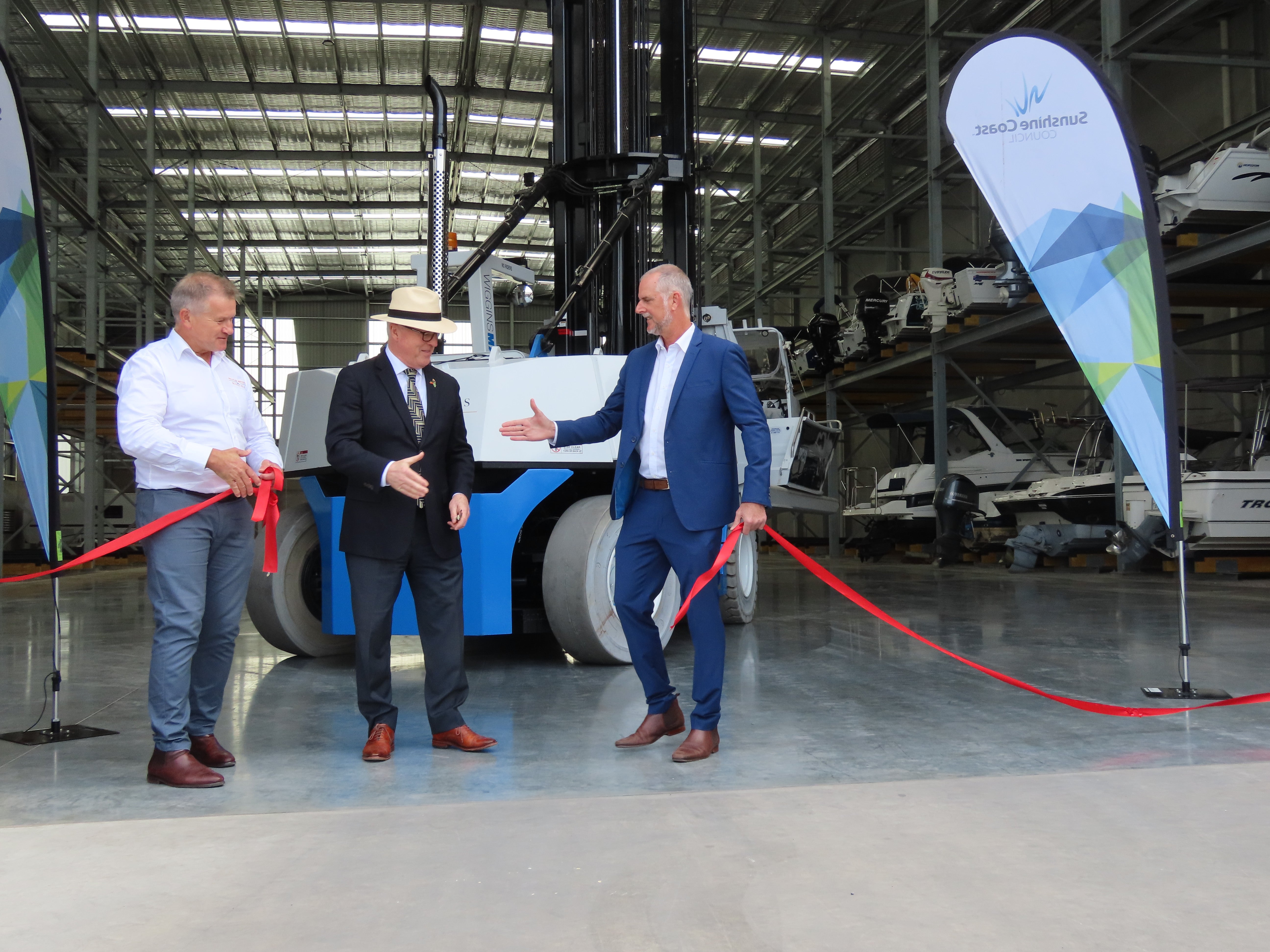 Left to right: Les Binkin, Mayor Mark Jamieson and Hamish Pressland.