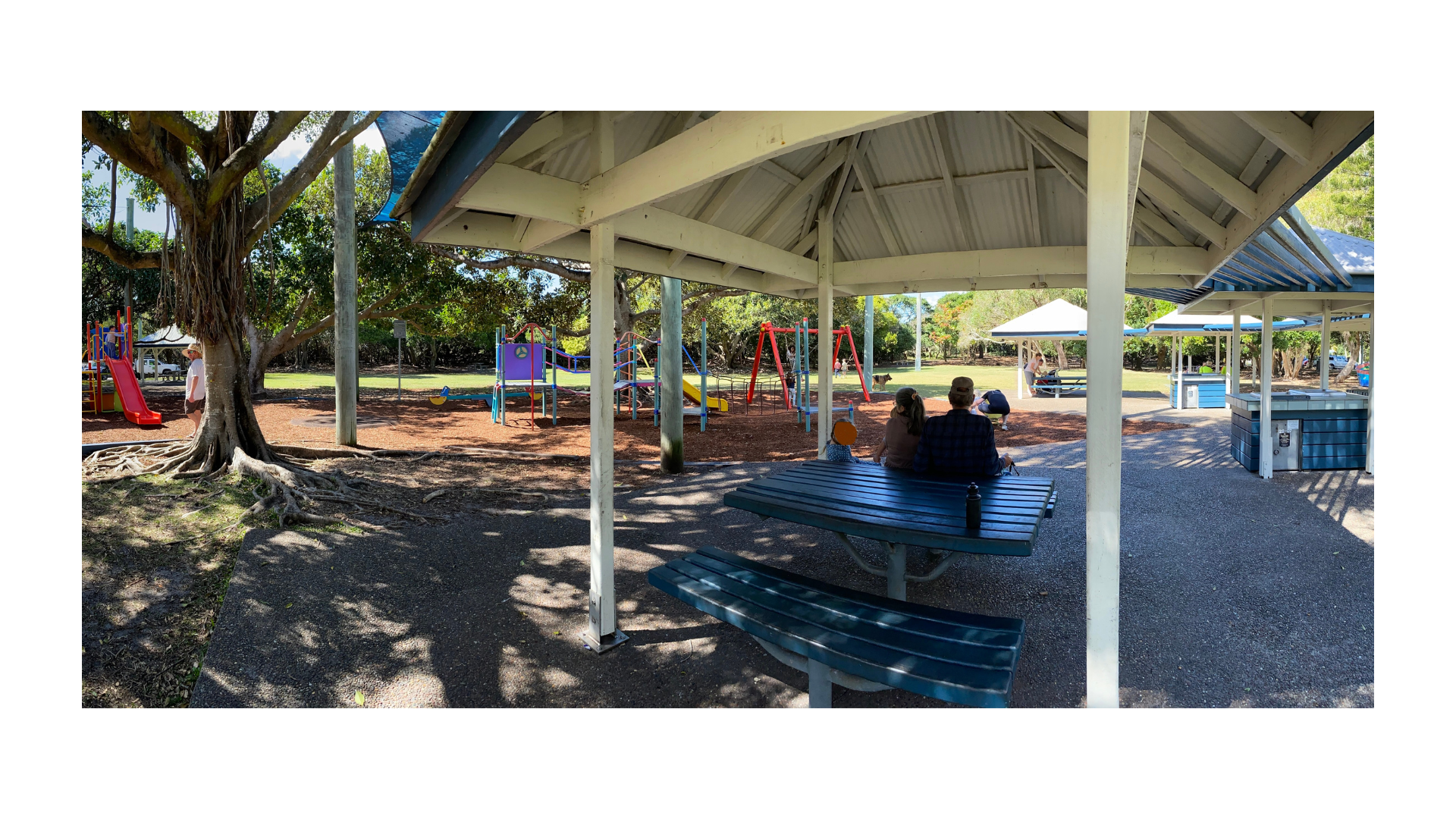 Shelter and barbecue at Power Memorial Park, Mudjimba