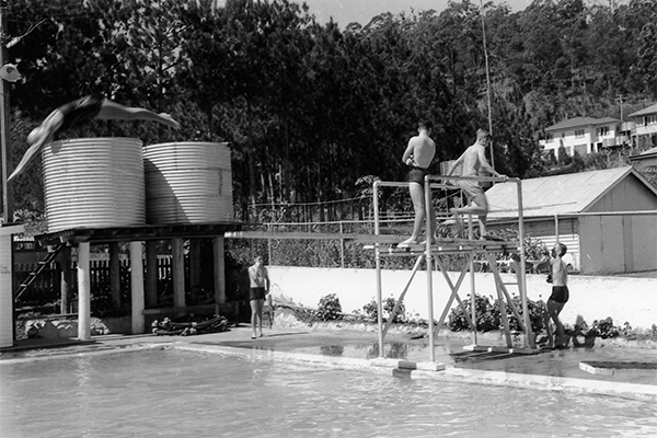 Blue Pacific Swimming Pool, corner of Howard and Aspland Street, Nambour, ca 1952.