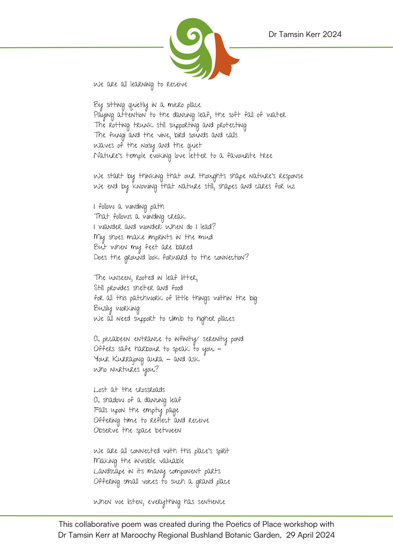 A poem contributed by Tamsin Kerr for National Volunteers Week at MRBBG 2024.