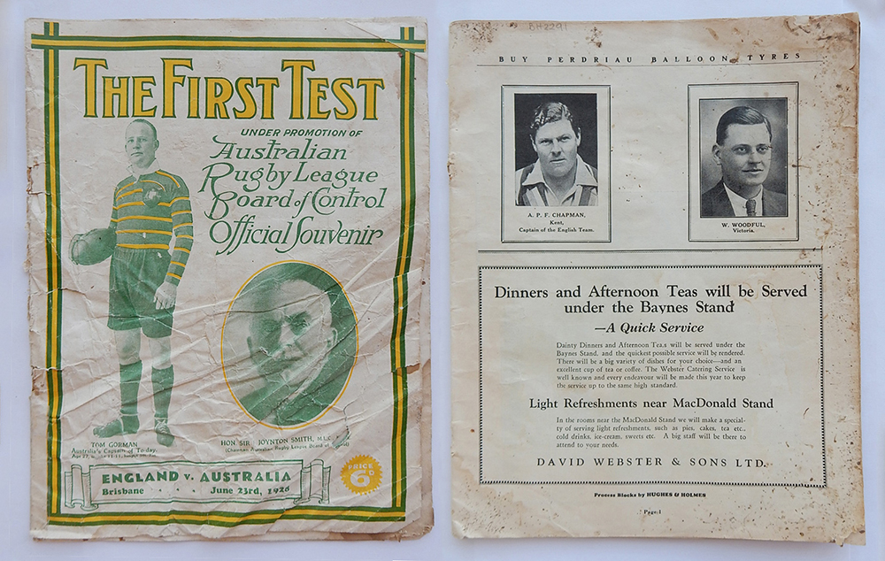 Rugby League Souvenir Program, June 23, 1928 and Cricket Souvenir 1928-29 Program. Sporting prowess has always been part of the Australian identity. Events such as rugby league, cricket and horse racing were enjoyed by the residents of Bankfoot House over the years. The family played cricket and tennis matches here on the grounds.