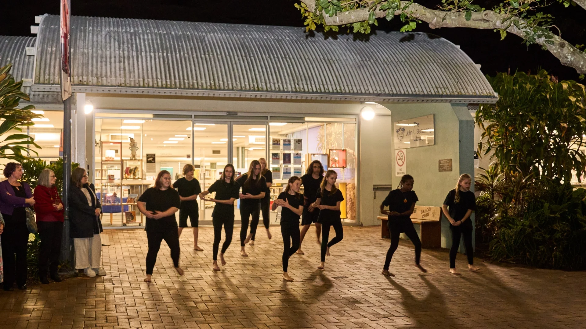 Bangarra Dance Theatre’s Rekindling Program performing at the Contemporary Songlines launch | Photo by Patrick Want