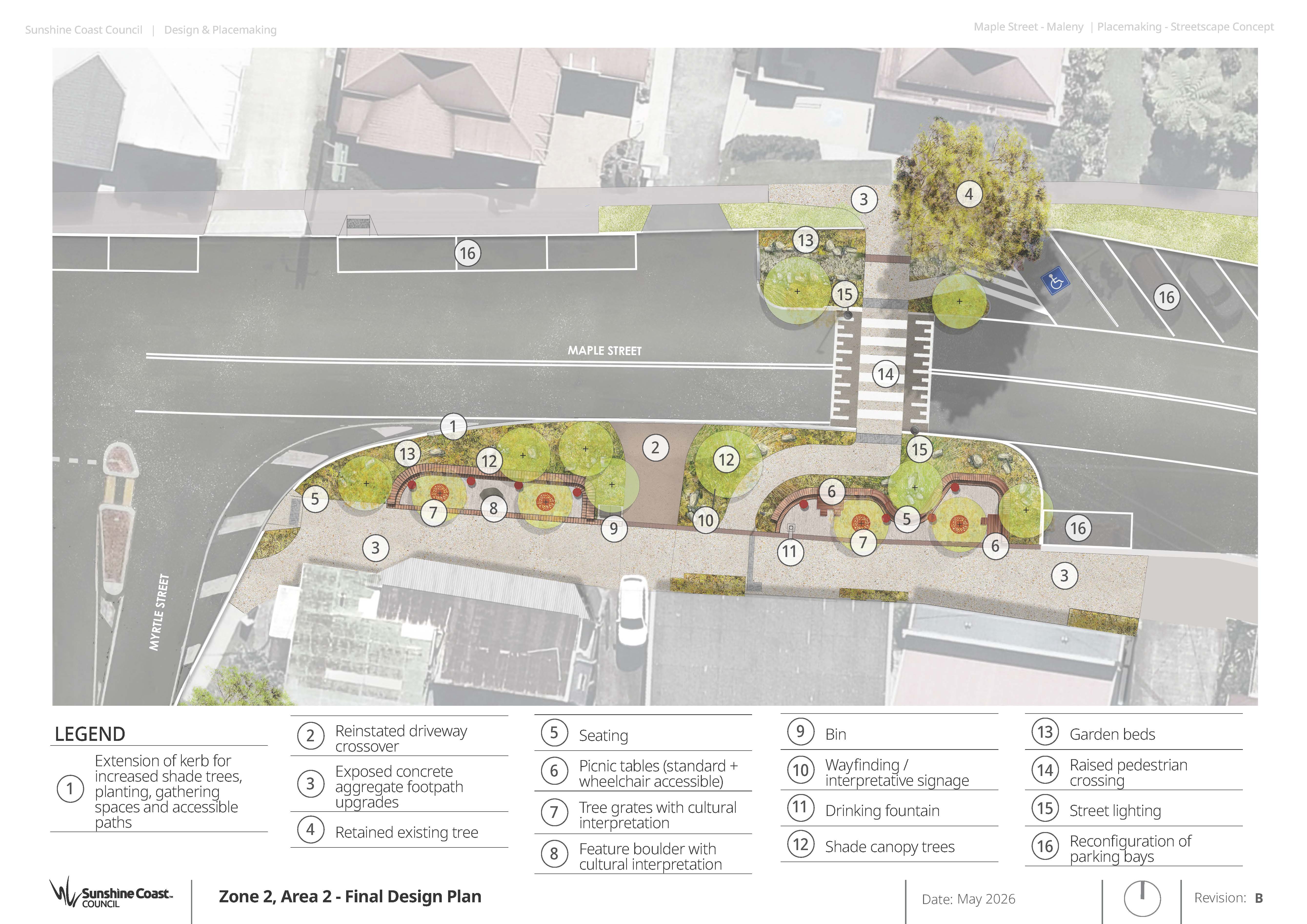 Maple Street, Maleny Streetscape - Final Concept Plan Zone 2 Area 1