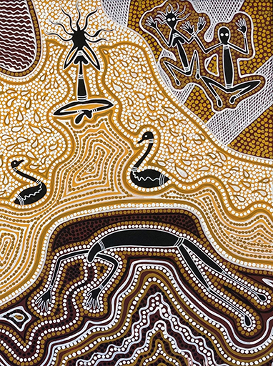 Maurice Mickelo | Mount Coolum Dreamtime Story (detail) | 2017 | Acrylic on canvas | 112 x 135cm | Sunshine Coast Art Collection | Sunshine Coast Airport Expansion Project Commission, 2017