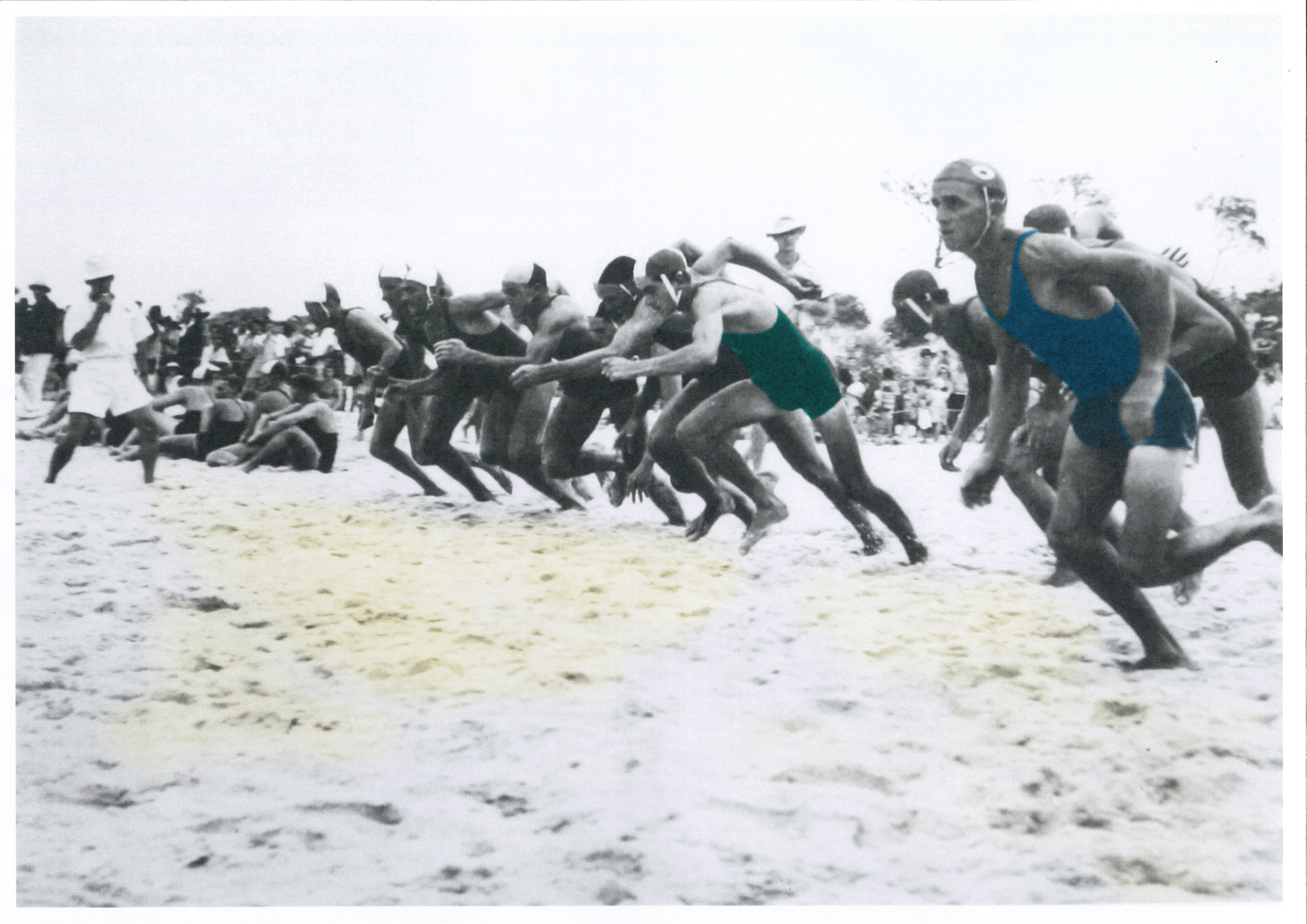 Mooloolaba SLSC competing in the Spring Race, Mooloolaba, 1950s