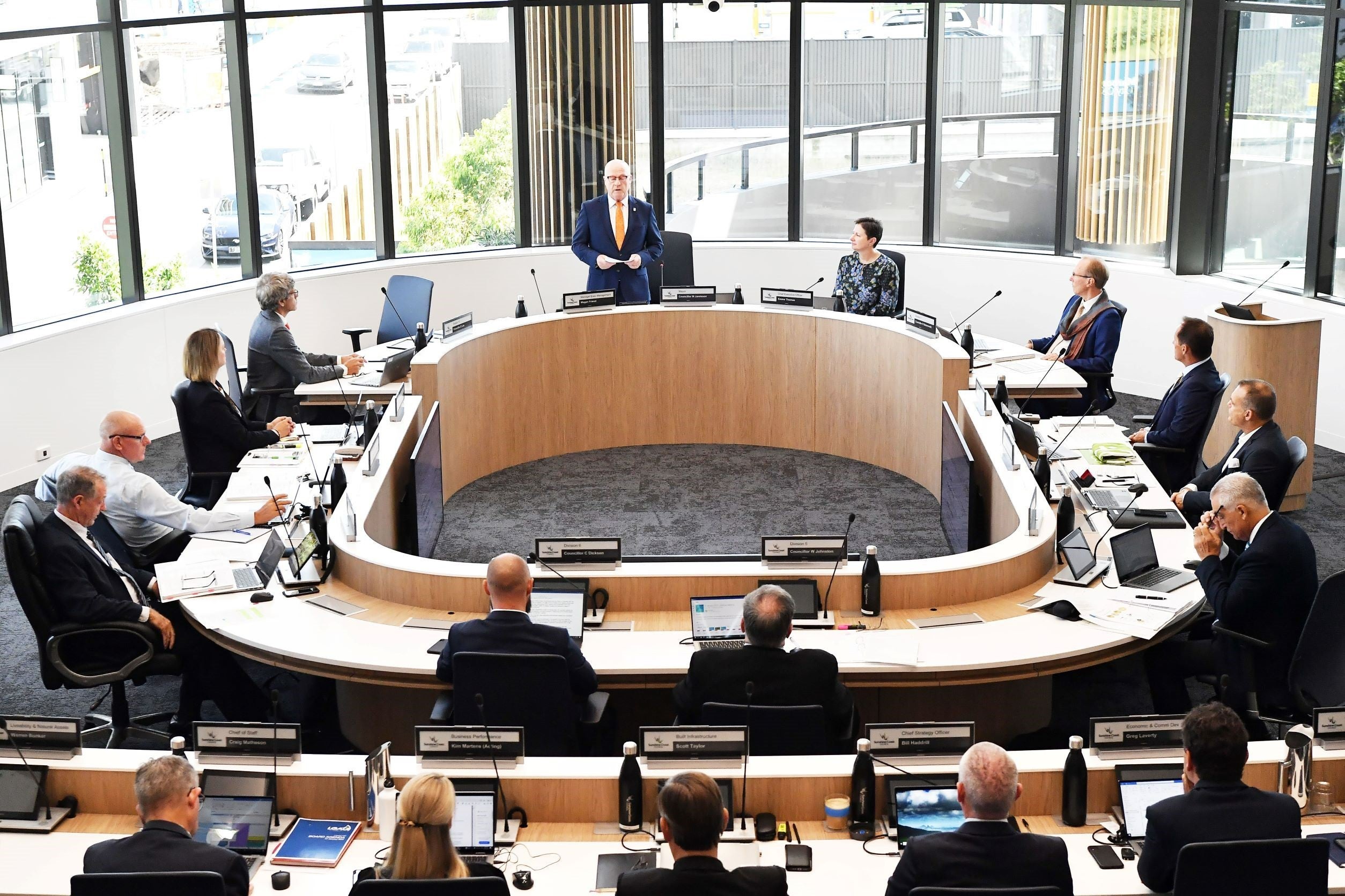 Sunshine Coast Council’s chamber meeting in session at City Hall