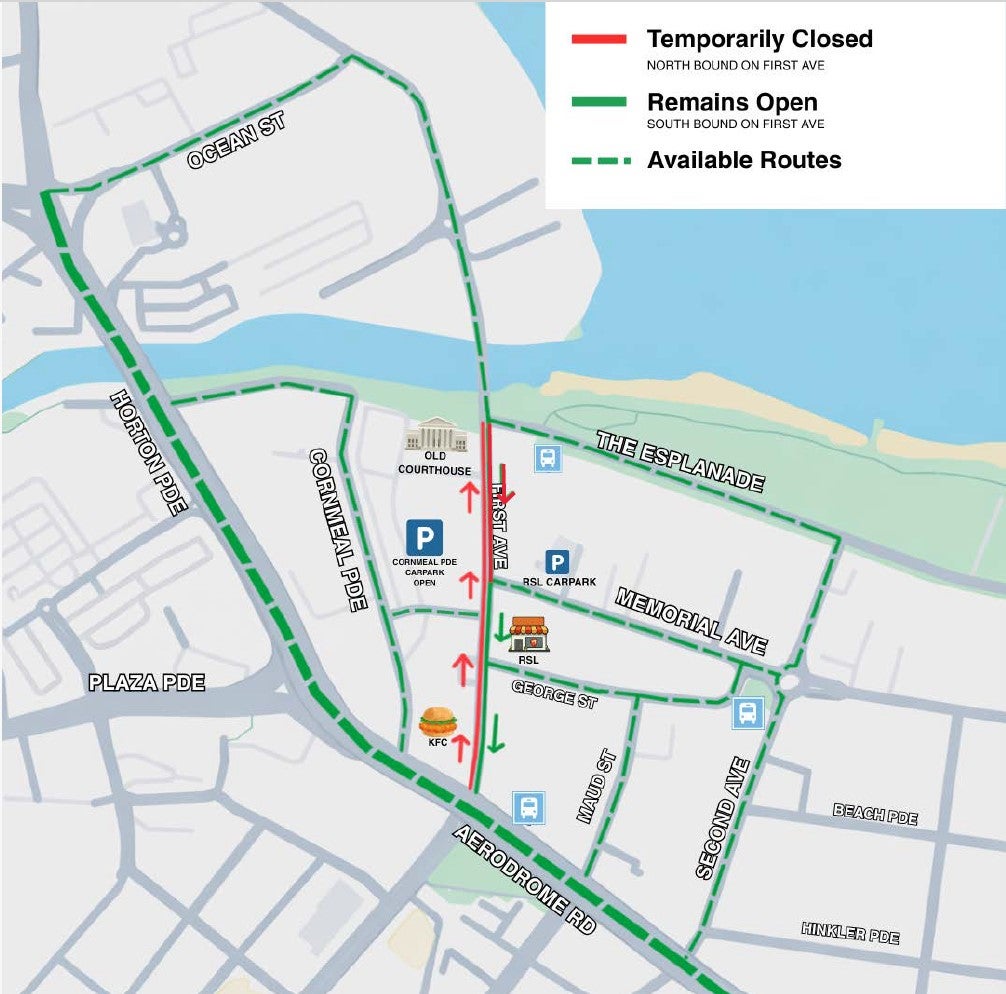 First Avenue Full Closure - The Esplanade to Memorial Avenue – one night only. Approximate timing mid-September.