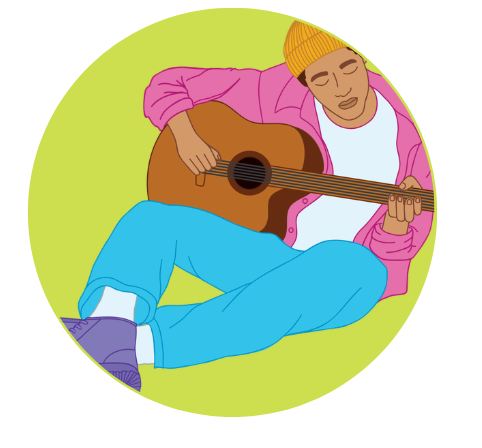 young person playing a guitar