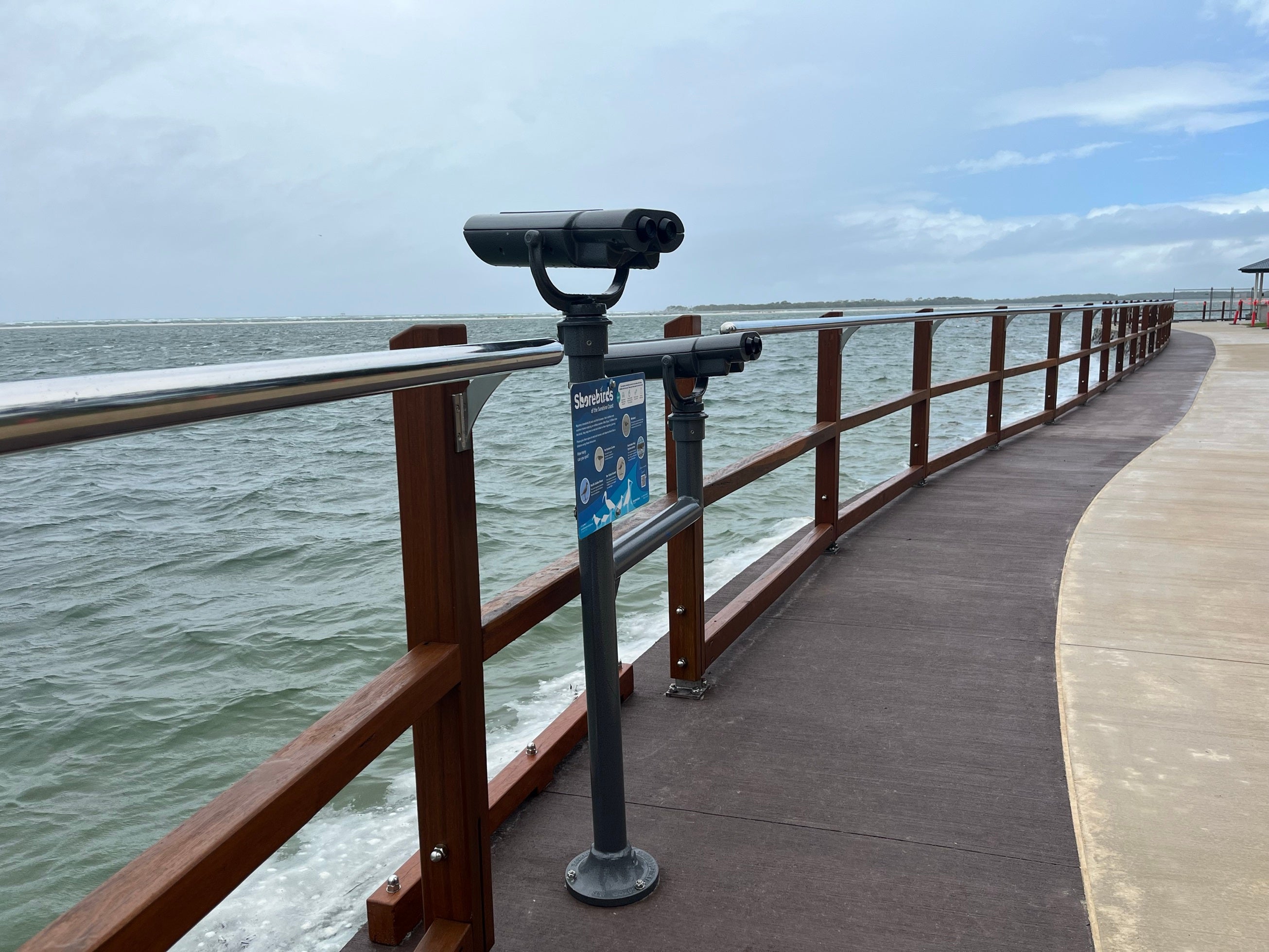 A wheelchair accessible binoculars station for locals and visitors to continue to enjoy the views out to Bribie Island and the shorebirds.