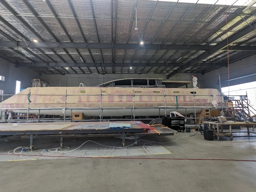The 70-foot catamaran was crafted within Cure Marine's boat building facility at Coolum Industrial Estate.