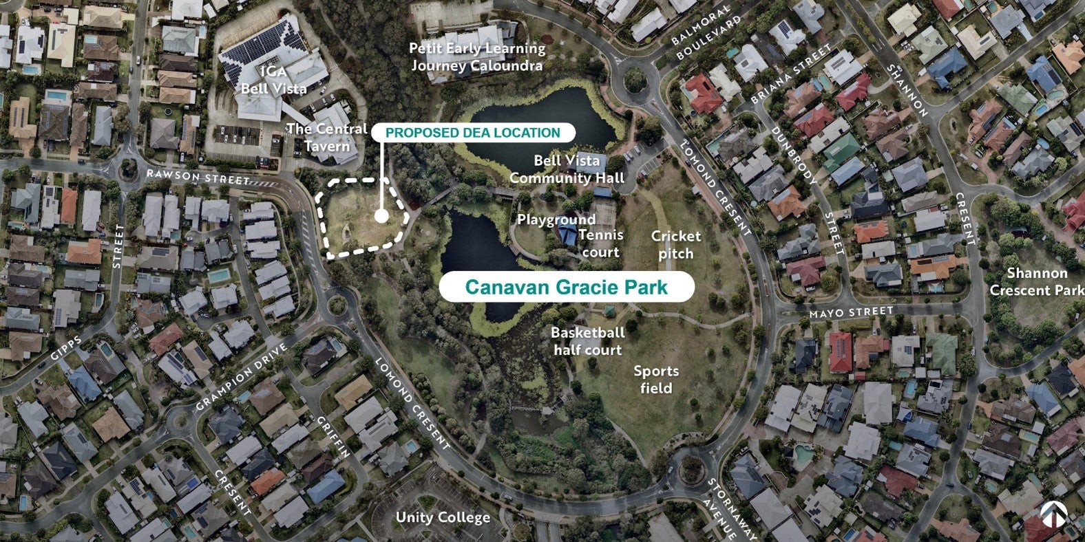 Canavan Gracie Park, Caloundra West Dog Exercise Area – proposed location for new dog exercise area 