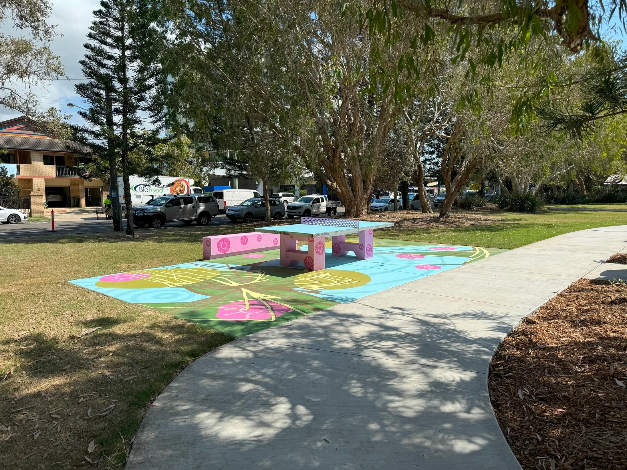 Newly painted table tennis table at Power Memorial Park, Mudjimba.