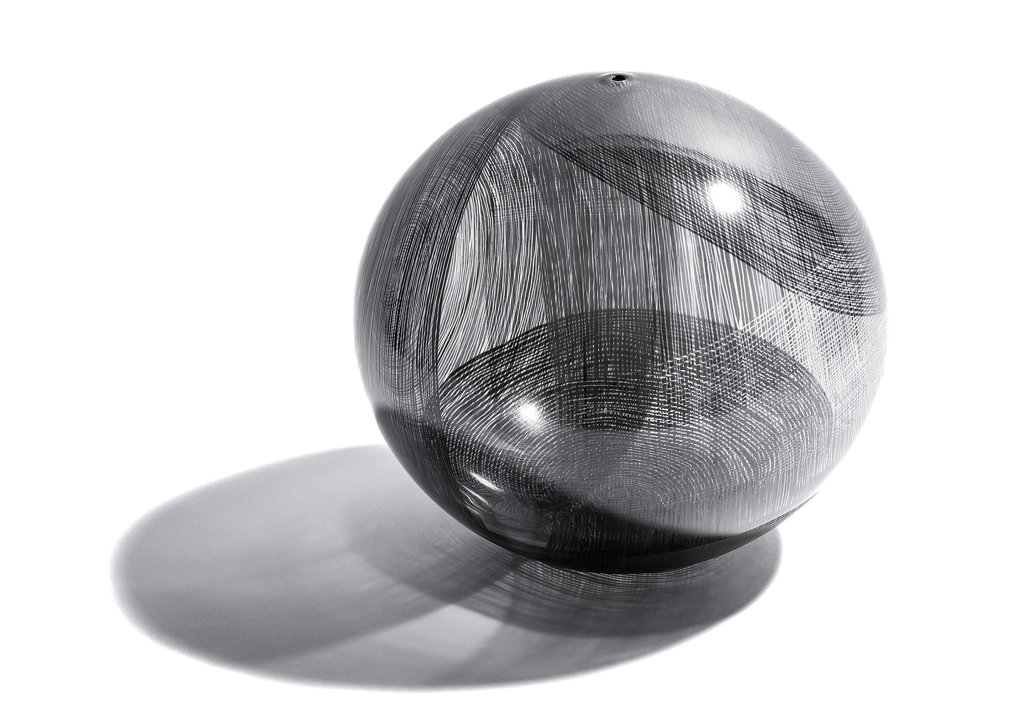 Erin Conron | Parallax Series, Sphere #1 | 2024 | blown and kiln-fired glass with applied enamel | 22 x 22 x 22cm