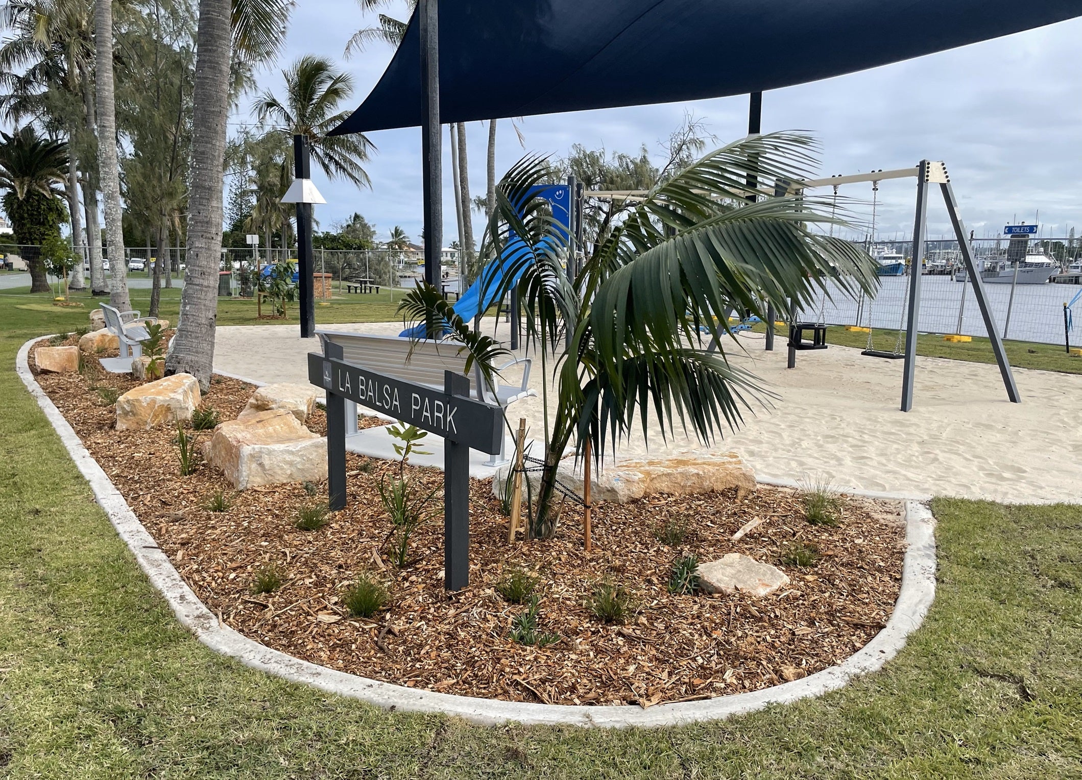 La Balsa Park with upgrade playgrounds and new shade sails.