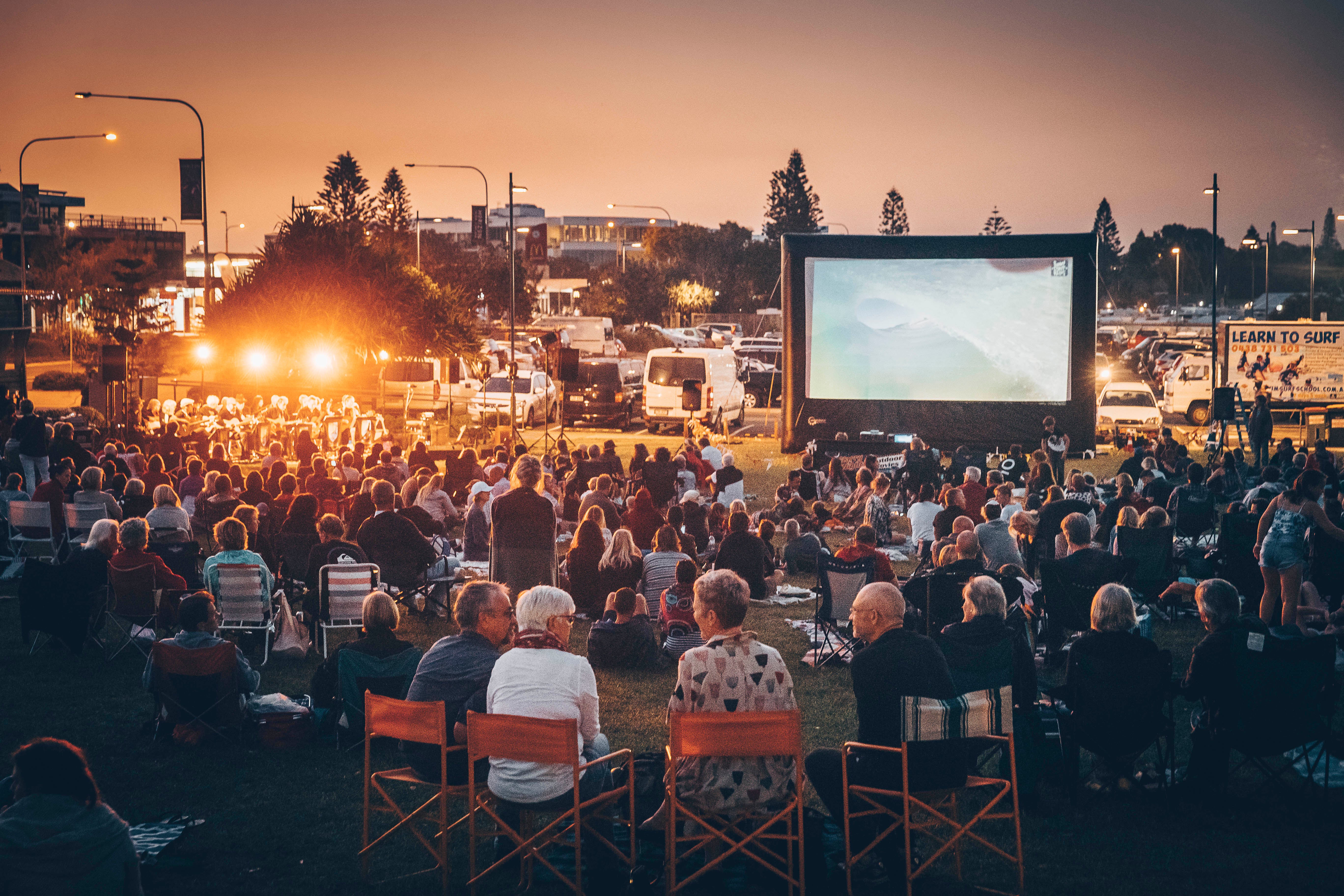 crowd at outdoor movie