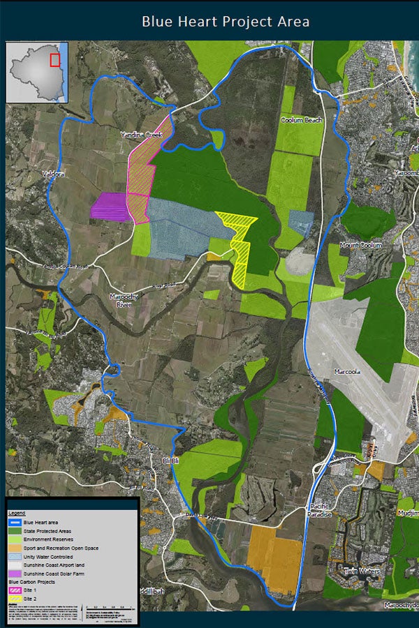 map showing area inside blue heart using light blue line