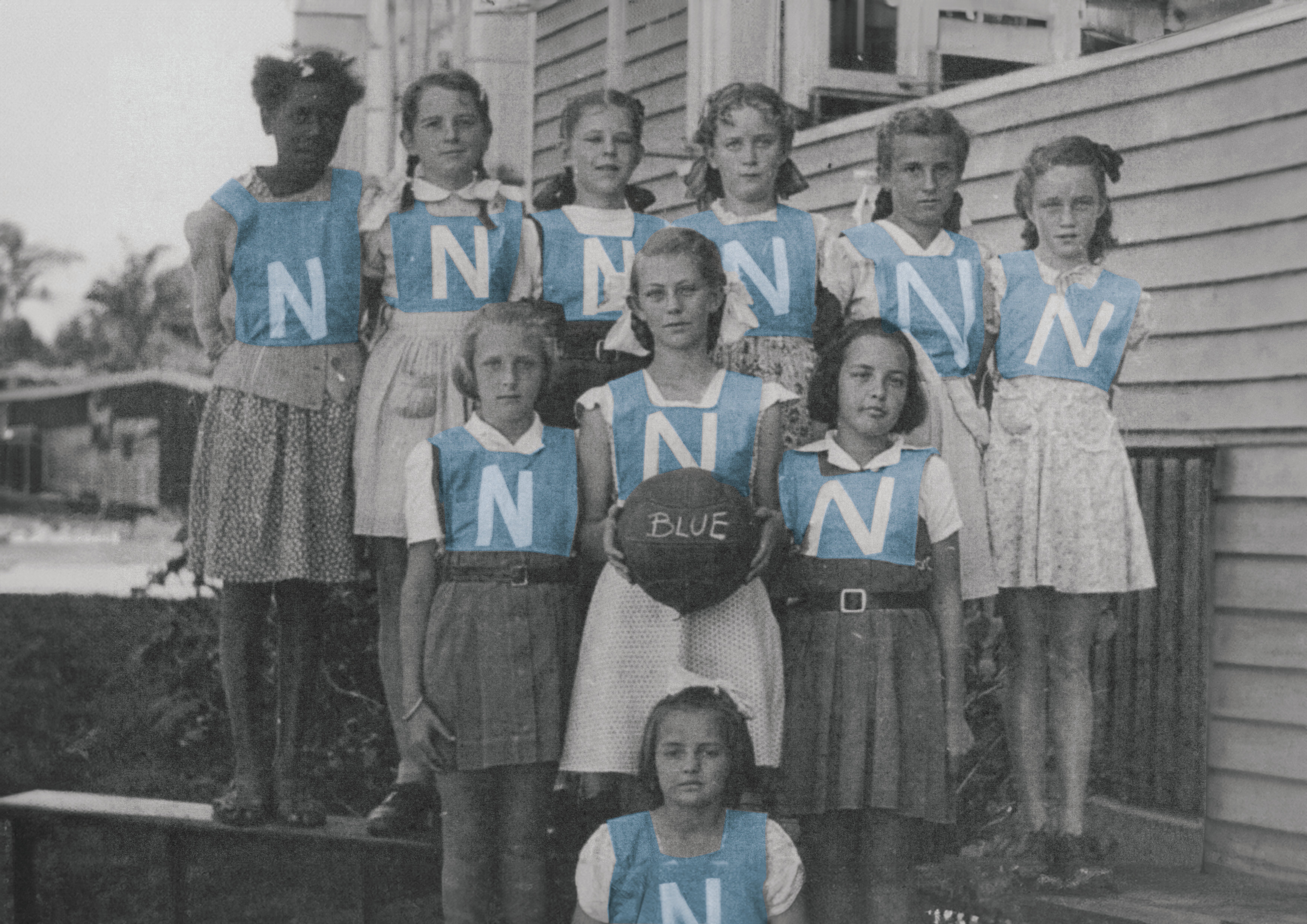 Group Tunnel Ball Team from Nambour Rural School, Nambour, 1949. Nambour Museum