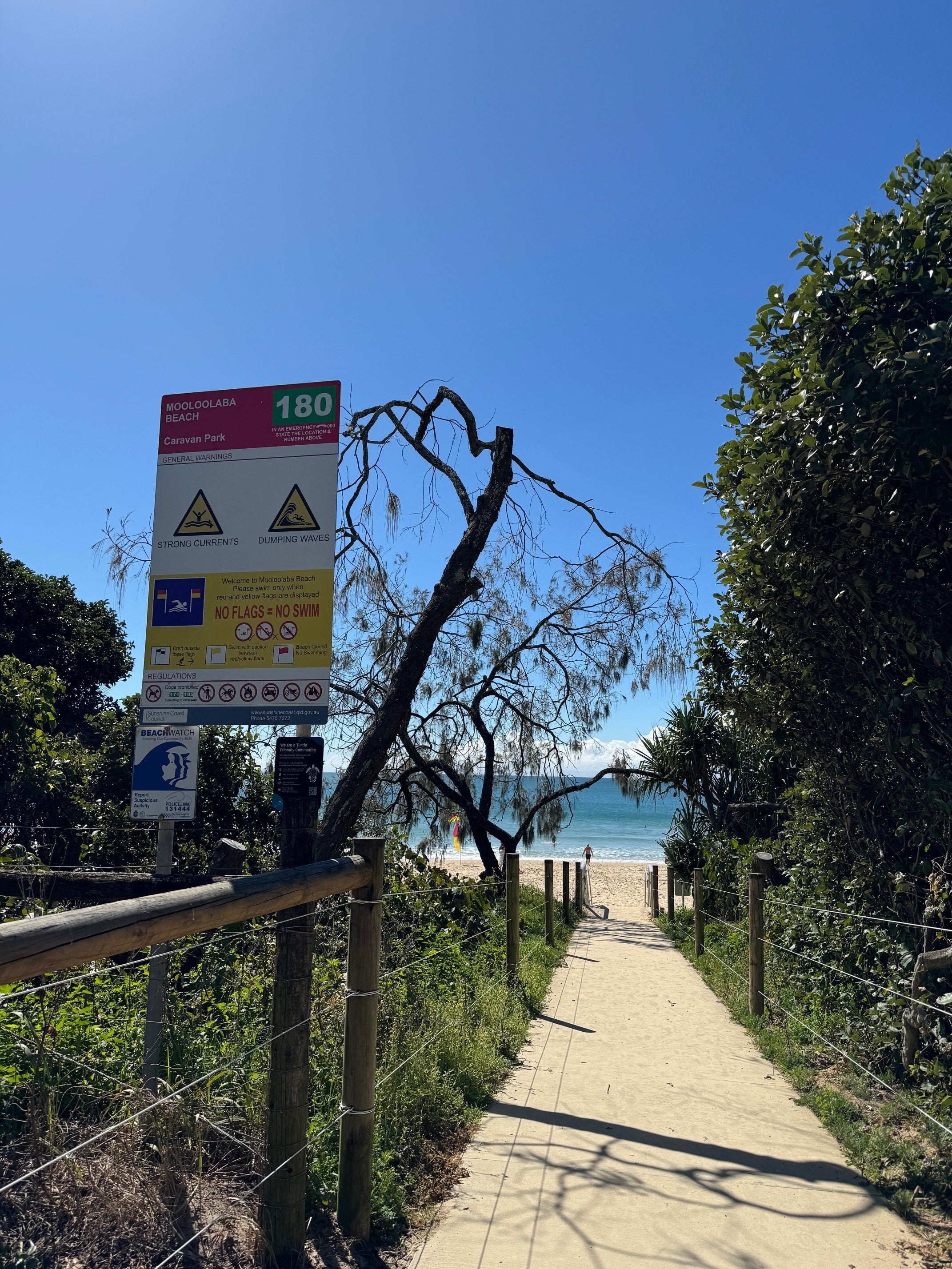 Red and yellow flags in a slightly new position, opposite Arthur Parkyn Park, accessible via Beach Access 180.  