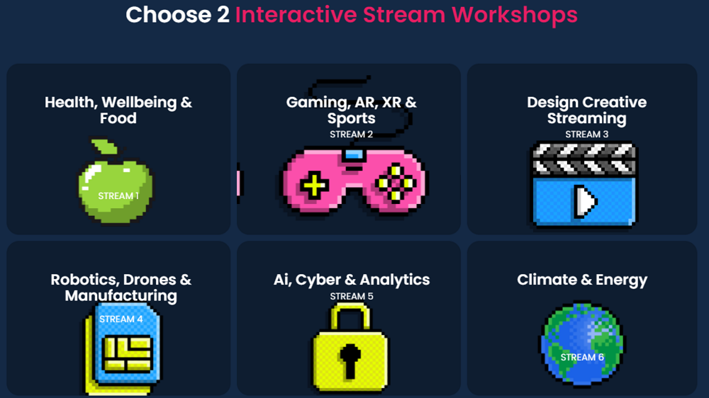 Students will select two of the six workshops offered in the streams.