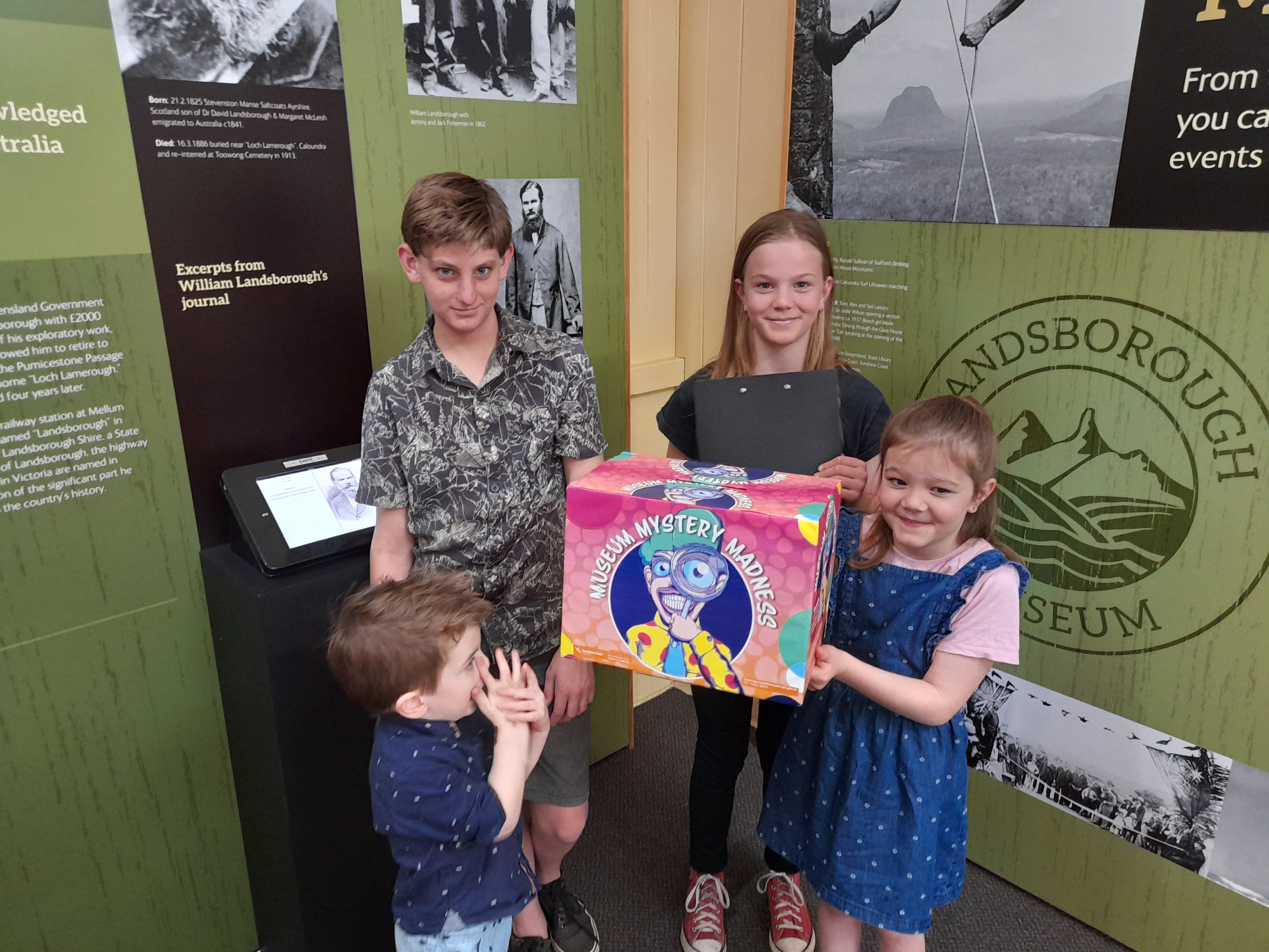 Kids posting their quiz entries at Landsborough Museum